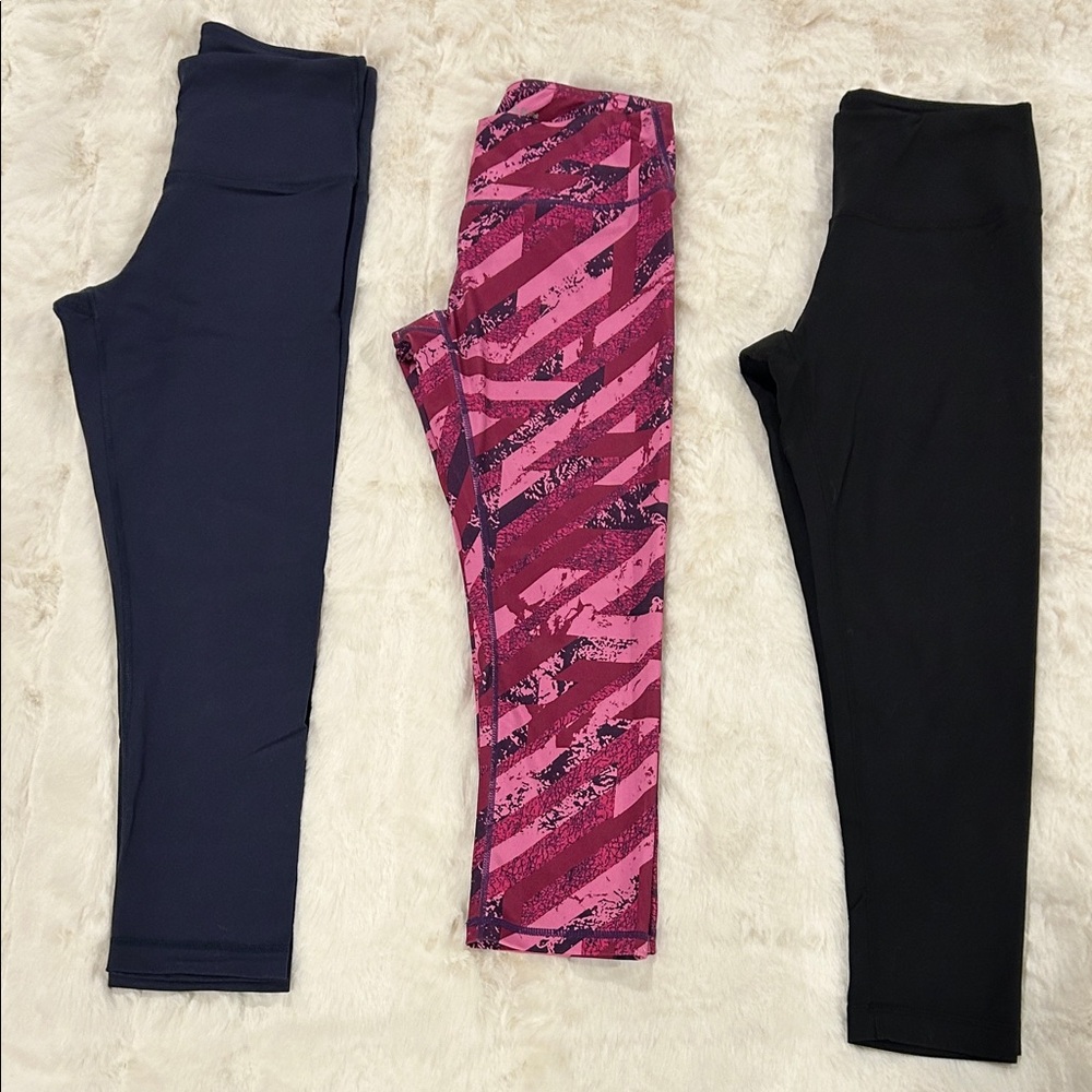 90 Degree By Reflex Women's Leggings - Black, Navy, and Pink Pattern